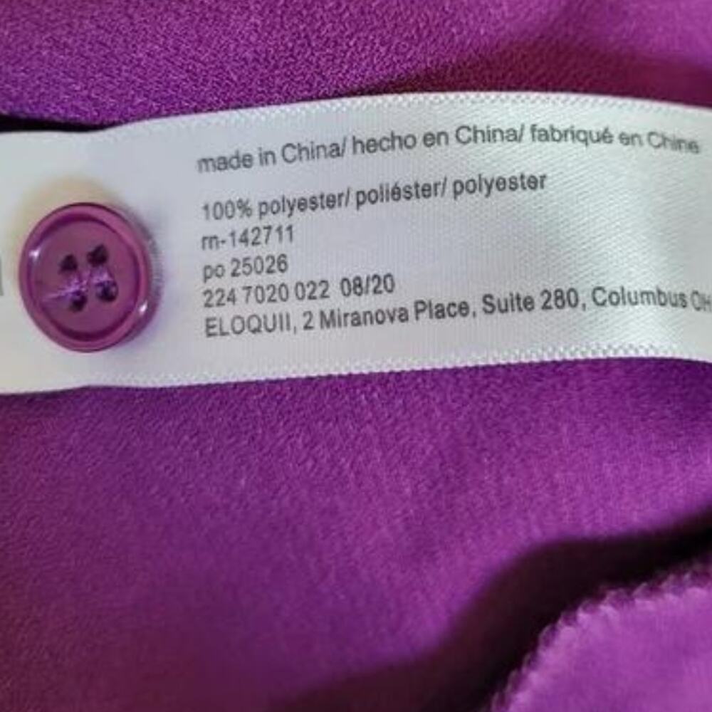 ELOQUII Elements Purple Tie Front V-neck Midi Crepe Dress Plus Size 16 - Picture 7 of 7